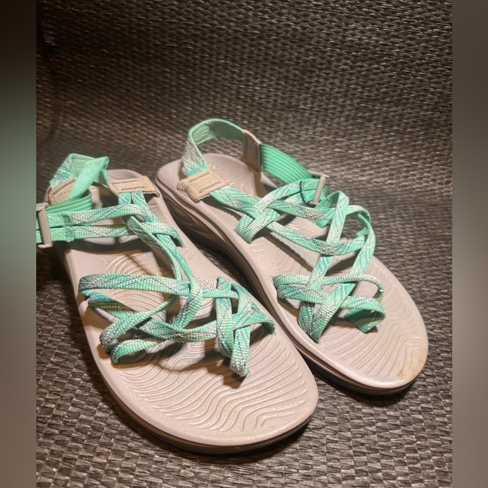 Chaco Women's Sandals in Light Green and Beige